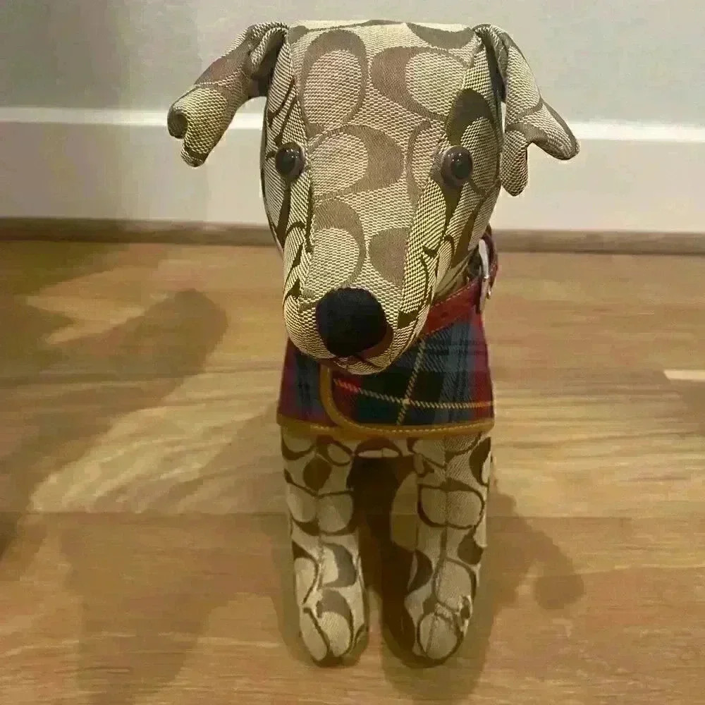 Coach Signature Rare Stuffed Dog Jack Russell with Leather Collar and Jacket - Picture 2 of 7